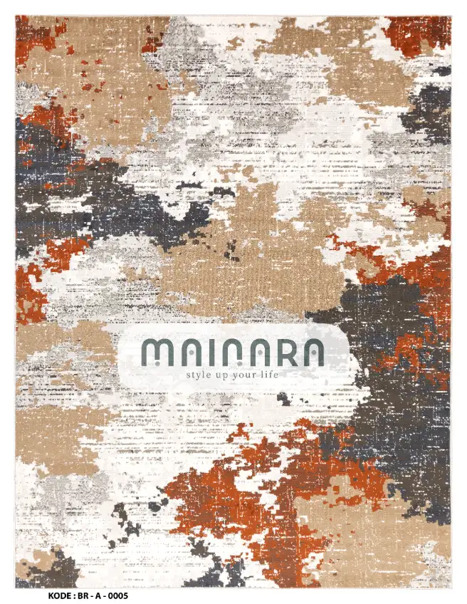 Karpet Abstrak (BR-A-0005) - Brown,Grey,Orange,White