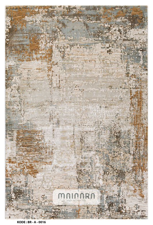 Karpet Abstrak (BR-A-0016) - Brown,Grey,Cream