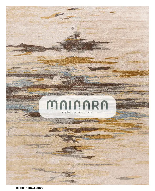 Karpet Abstrak (BR-A-0022) - Brown,Cream,Gold,Blue