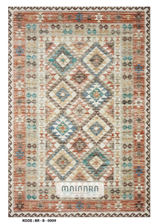 Karpet Bohemian (BR-B-0009) - Brown,Orange,Green