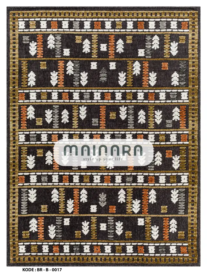 Karpet Bohemian (BR-B-0017) - Brown,Gold,White,Grey,Orange