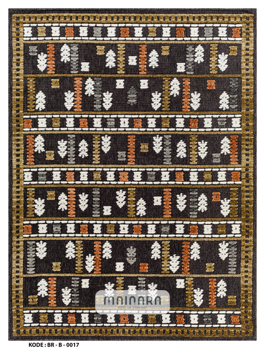 Karpet Bohemian (BR-B-0017) - Brown,Gold,White,Grey,Orange