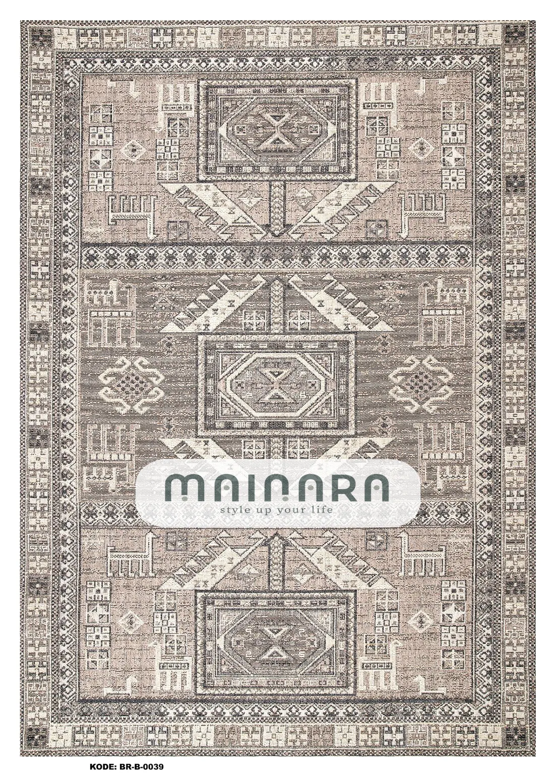 Karpet Bohemian (BR-B-0039) - Cream, Brown, Grey
