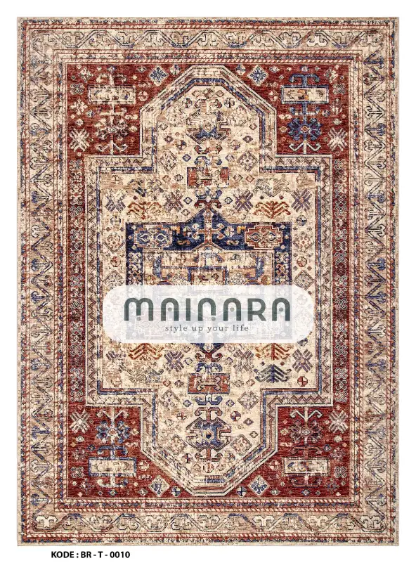 Karpet Tradisional (BR-T-0010) - Brown,Cream,Blue