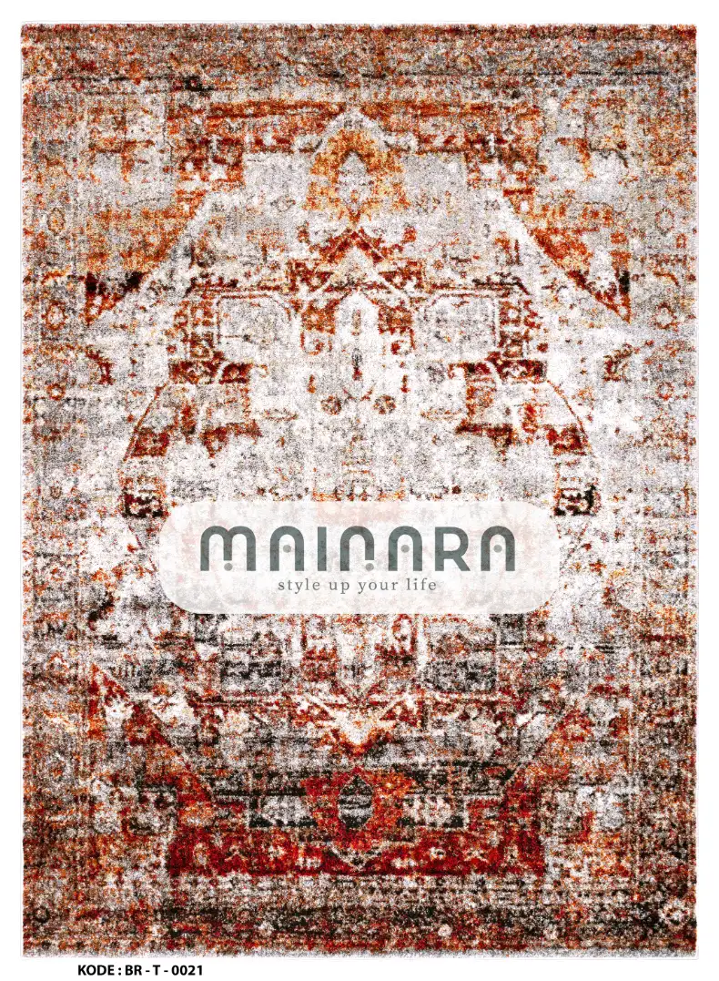 Karpet Tradisional (BR-T-0021) - Brown,Red,Orange,Grey