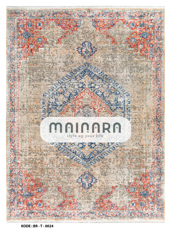 Karpet Tradisional (BR-T-0024) - Brown,Red,Grey,Orange