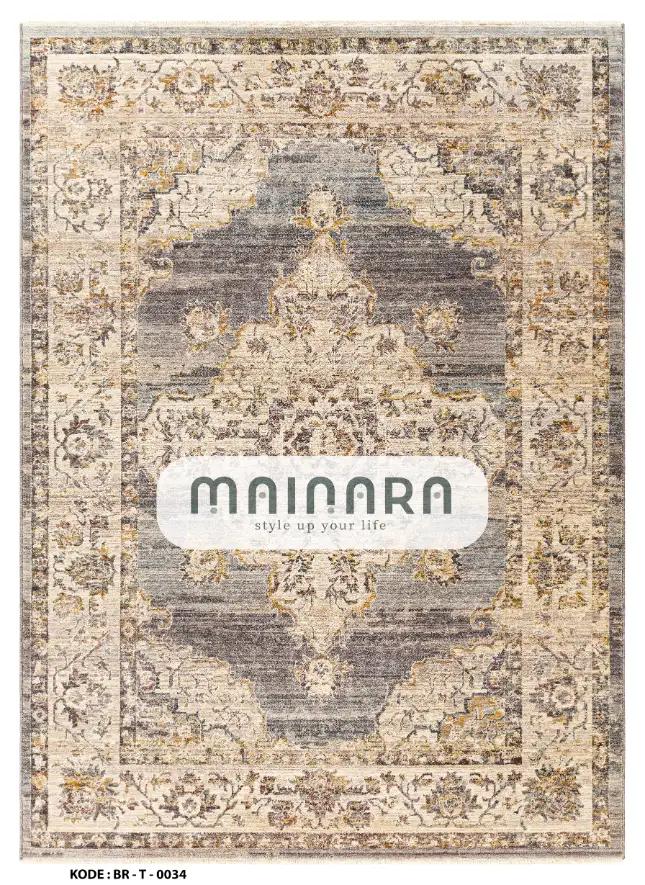 Karpet Tradisional (BR-T-0034) - Brown,Cream,Grey