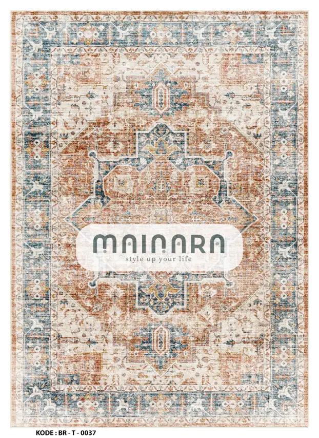 Karpet Tradisional (BR-T-0037) - Brown,Blue,Grey