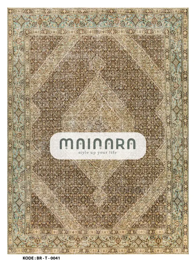 Karpet Tradisional (BR-T-0041) - Brown,Green,Cream