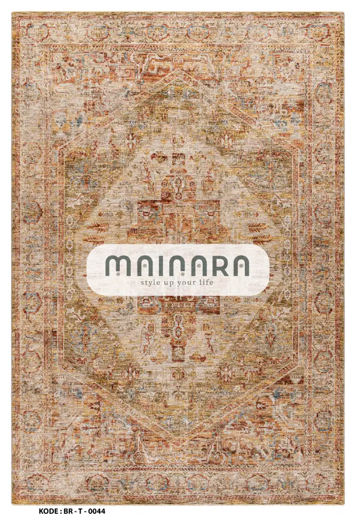 Karpet Tradisional (BR-T-0044) - Brown,Cream,Orange