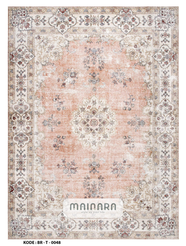 Karpet Tradisional (BR-T-0048) - Brown,Cream,Pink