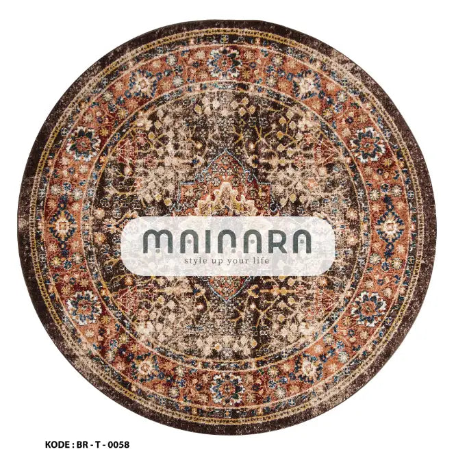 Karpet Tradisional (BR-T-0058) - Brown,Cream,Blue