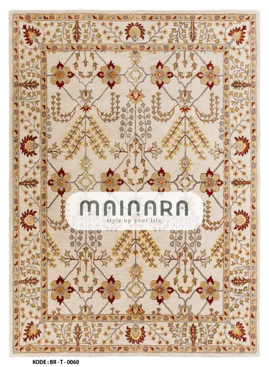 Karpet Tradisional (BR-T-0060) - Brown,Cream,Gold