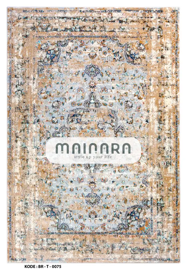 Karpet Tradisional (BR-T-0075) - Brown,Grey,Blue