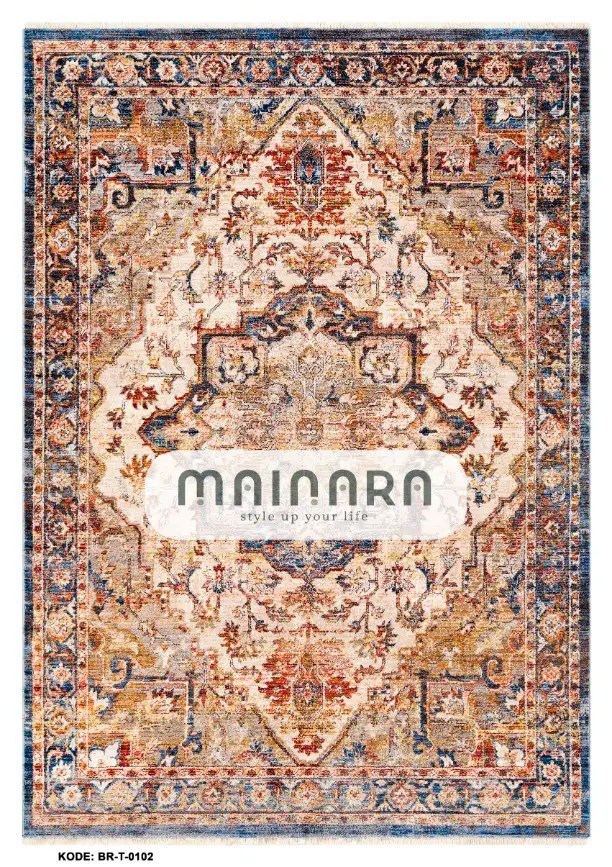Karpet Tradisional (BR-T-0102) - Brown,Blue,Yellow,Orange