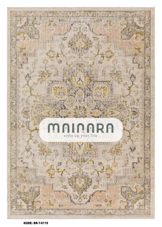 Karpet Tradisional (BR-T-0119) - Brown,Cream,Gold