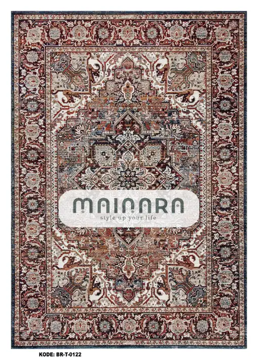 Karpet Tradisional (BR-T-0122) - Brown,Grey,Blue