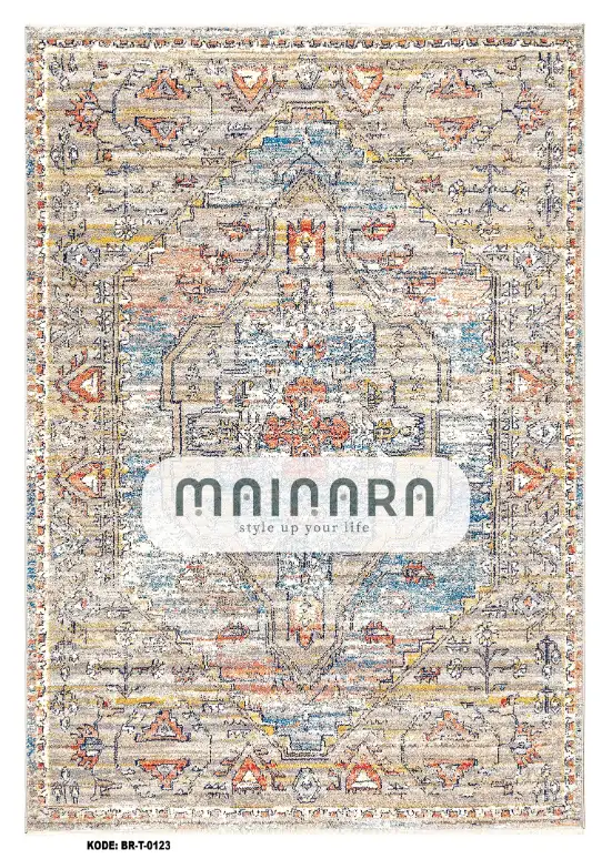 Karpet Tradisional (BR-T-0123) - Brown,Cream,Orange,Blue