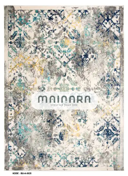 Karpet Abstrak (BU-A-0025) - Blue,Grey,Yellow,Tosca