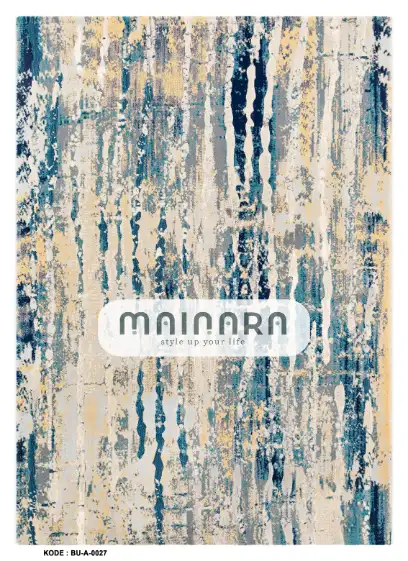 Karpet Abstrak (BU-A-0027) - Blue,Cream,Grey,Yellow