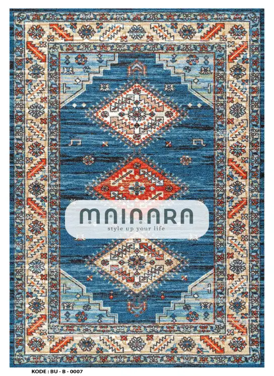Karpet Bohemian (BU-B-0007) - Blue,Orange,Cream