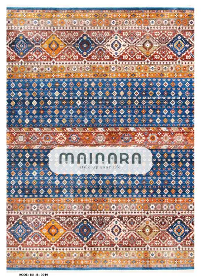 Karpet Bohemian (BU-B-0019) - Blue,Orange