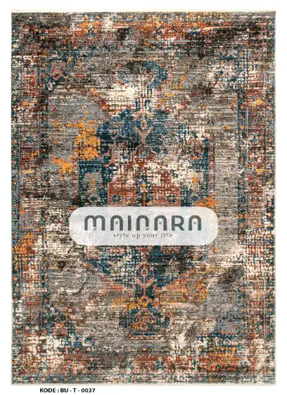 Karpet Tradisional (BU-T-0037) - Blue,Brown,Grey,Orange