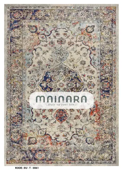 Karpet Tradisonal (BU-T-0061) - Blue,Grey,Orange,Green