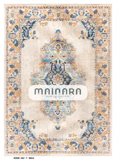 Karpet Tradisional (BU-T-0063) - Blue,Cream,Orange