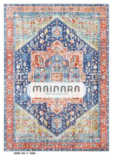 Karpet Tradisional (BU-T-0082) - Blue,Orange,Peach,Green