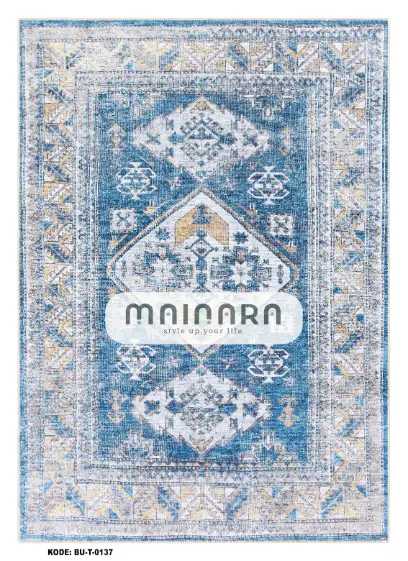 Karpet Tradisional (BU-T-0137) - Blue,Cream,Grey