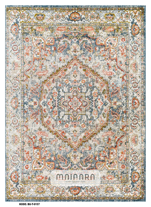 Karpet Tradisional (BU-T-0157) - Blue,Peach,Cream,Grey