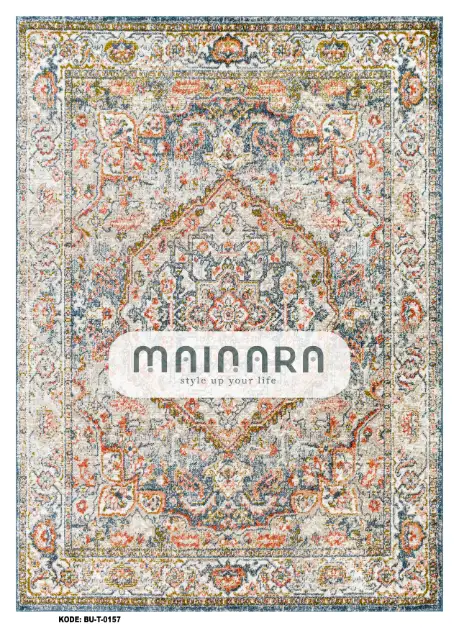 Karpet Tradisional (BU-T-0157) - Blue,Peach,Cream,Grey