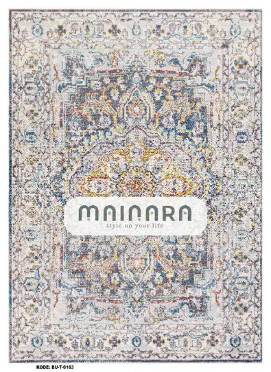 Karpet Tradisional (BU-T-0163) - Blue,Cream,Grey