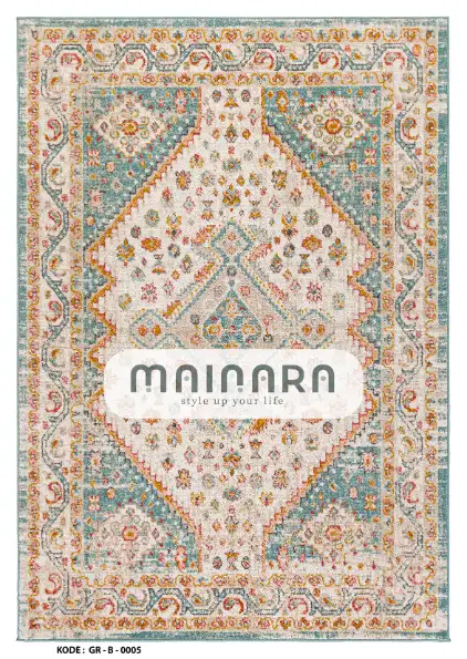 Karpet Bohemian (GR-B-0005) - Green,Cream,Orange