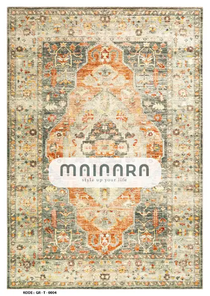 Karpet Tradisional (GR-T-0004) - Green,Cream,Orange