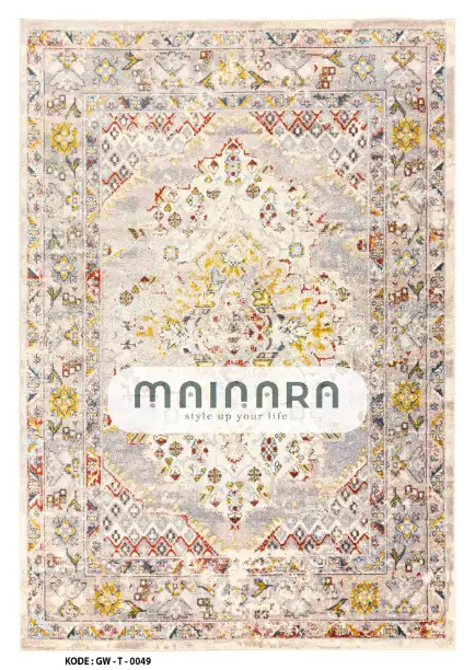 Karpet Tradisional (GW-T-0049) - Grey,Cream,Yellow