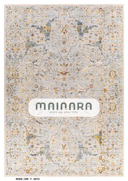 Karpet Tradisional (GW-T-0074) - Grey,Gold,Yellow,Cream