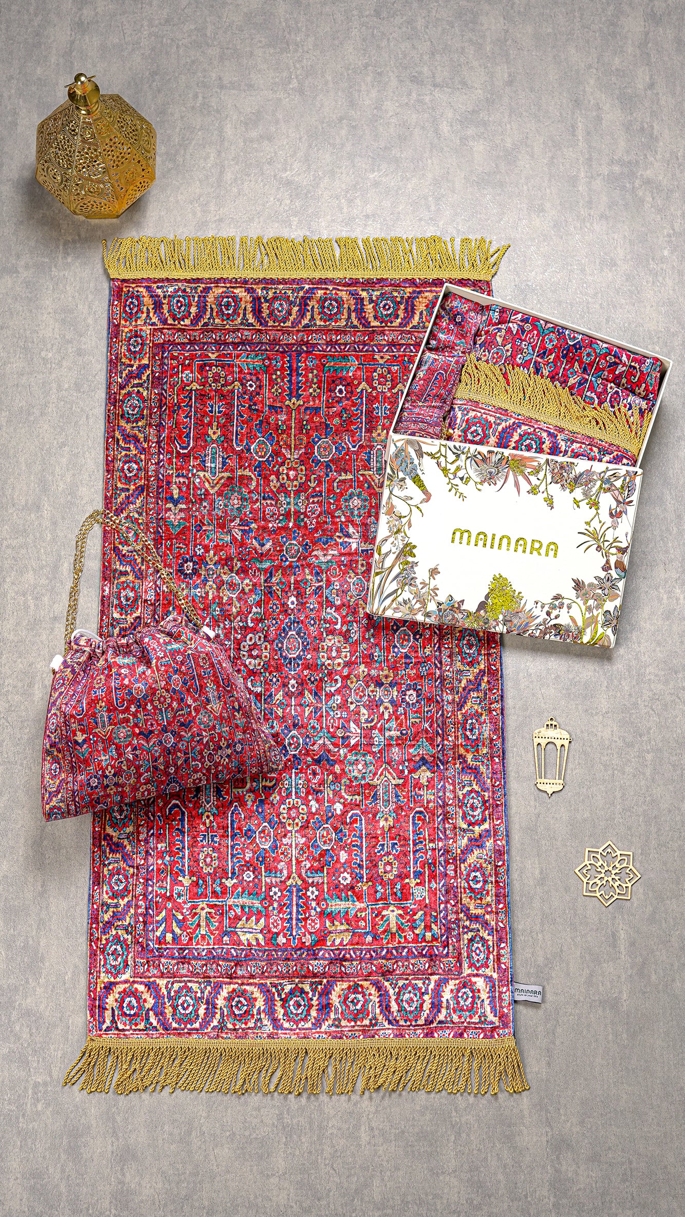 MAINARA Hampers & Souvenir Prayer Rug / Sajadah Turkey Bahan Suede Premium Design Hard Box - TYPE B (Pre-Order)