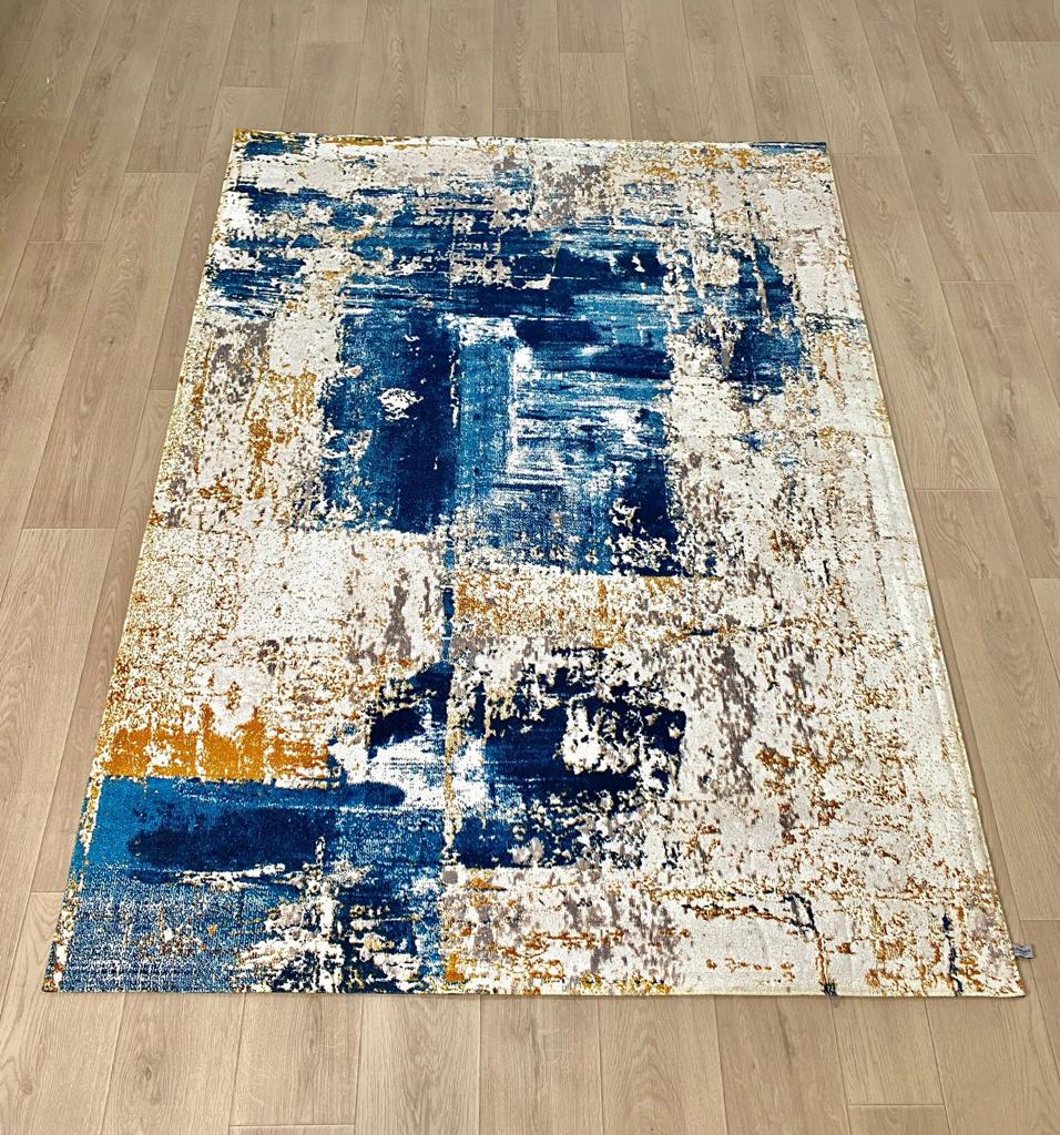 Karpet Abstrak (BU-A-0013) - Blue,Cream