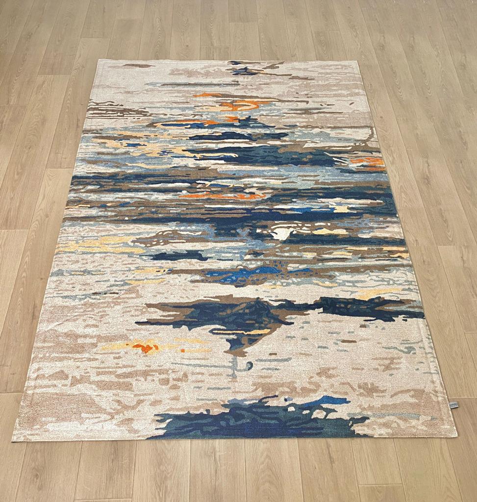 Karpet Abstrak (BU-A-0023) - Blue,Cream,Grey,Orange
