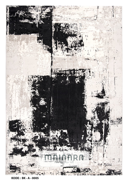 Karpet Abstrak (BK-A-0005) - Black,Grey,Cream
