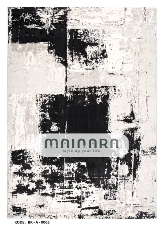 Karpet Abstrak (BK-A-0005) - Black,Grey,Cream