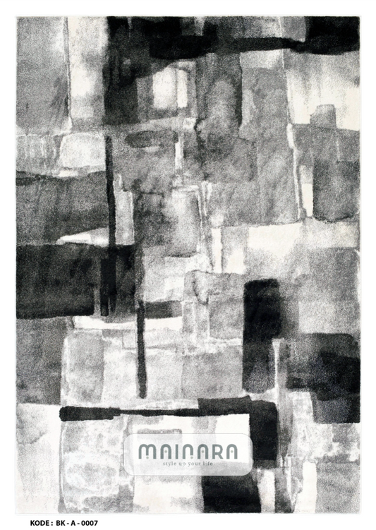 Karpet Abstrak (BK-A-0007) - Black,Grey