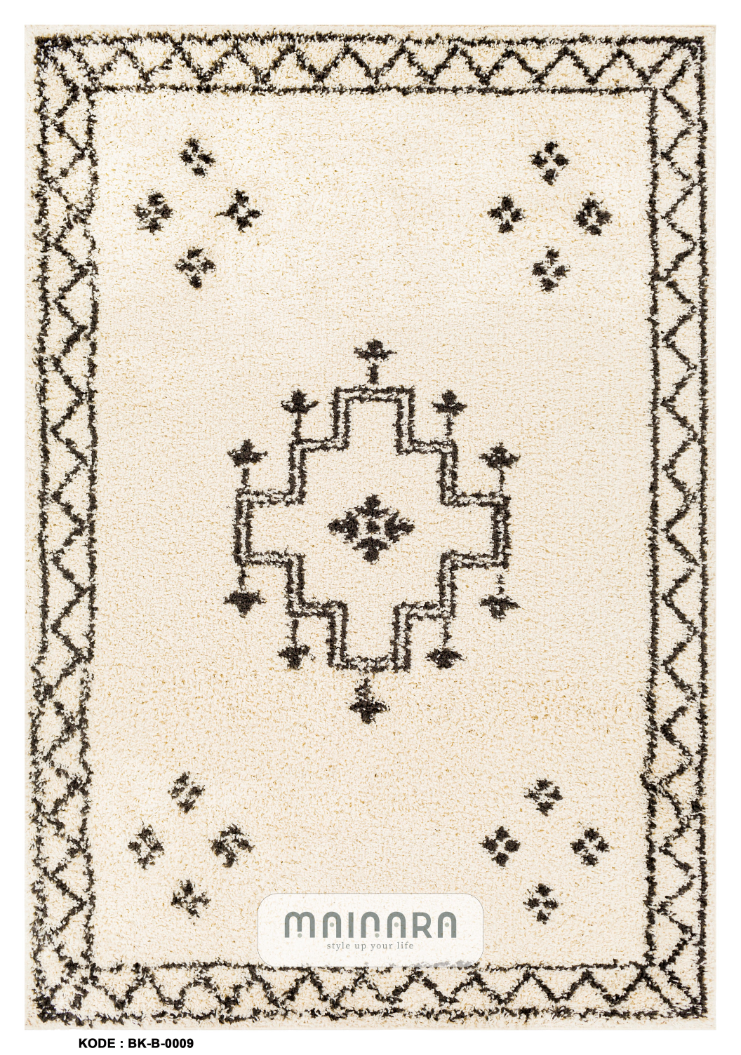 Karpet Bohemian (BK-B-0009) - Black,Cream