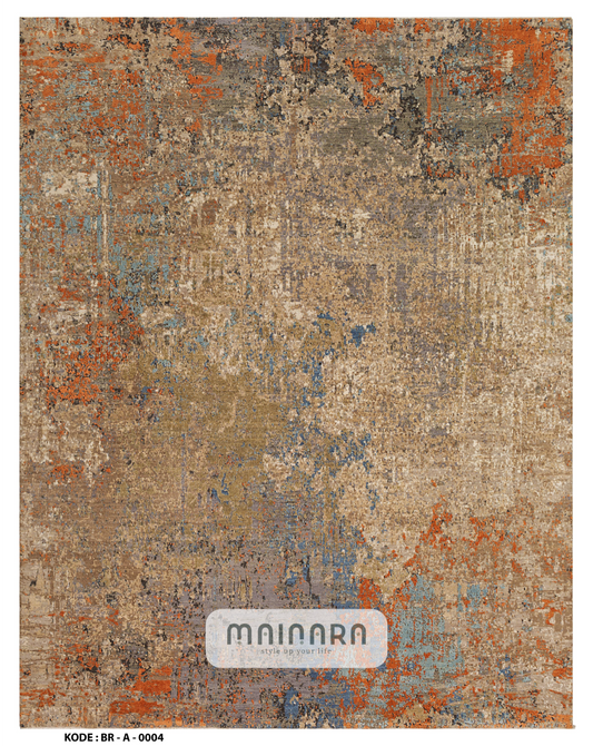 Karpet Abstrak (BR-A-0004) - Brown,Grey,Orange