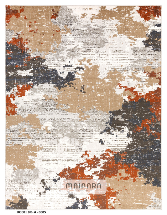 Karpet Abstrak (BR-A-0005) - Brown,Grey,Orange,White