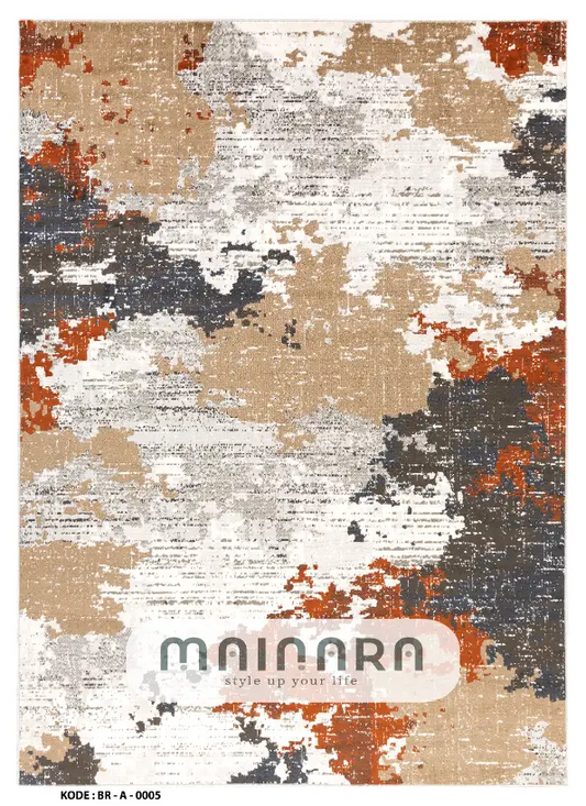 Karpet Abstrak (BR-A-0005) - Brown,Grey,Orange,White