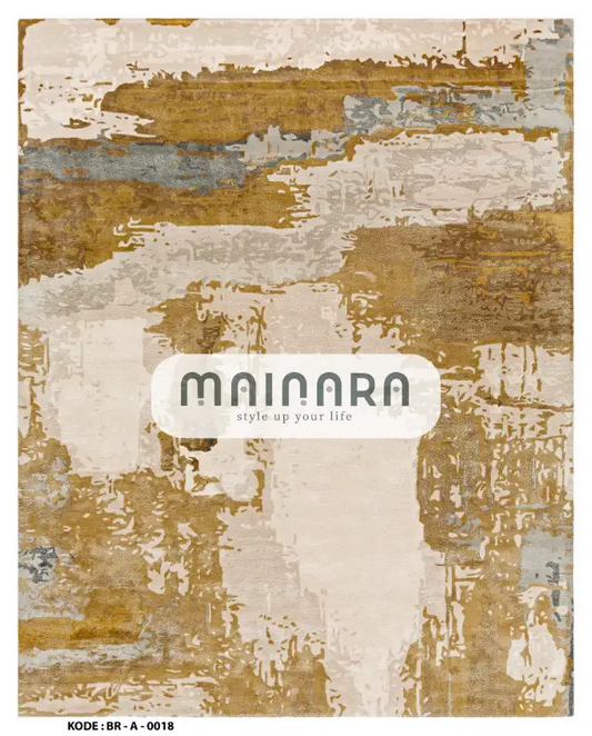 Karpet Abstrak (BR-A-0018) - Brown,Grey,Cream