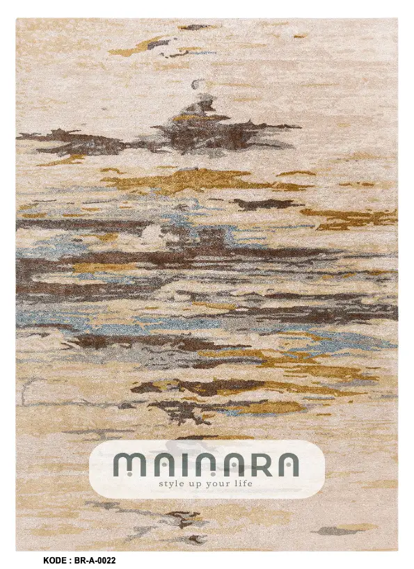 Karpet Abstrak (BR-A-0022) - Brown,Cream,Gold,Blue